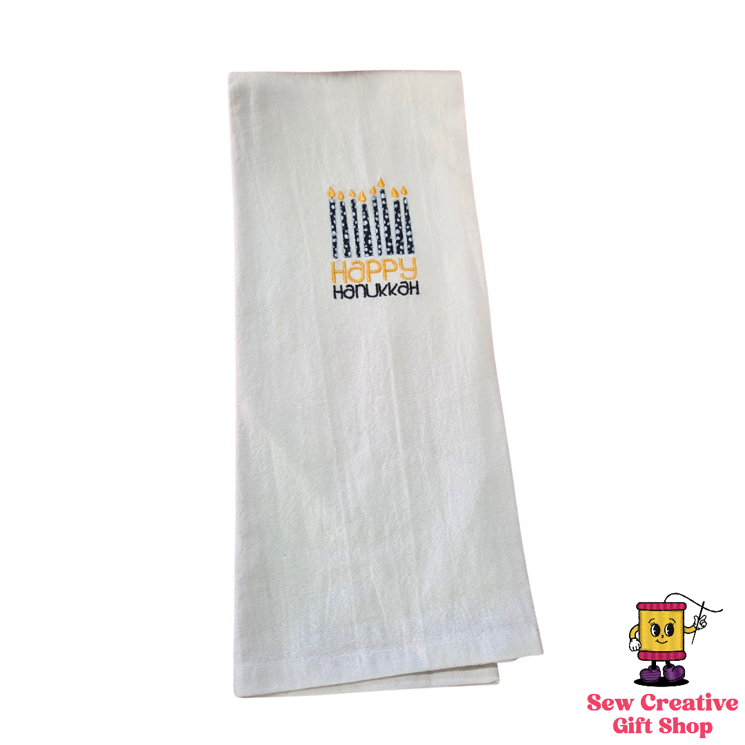 Happy Hanukkah candles Embroidered Towel