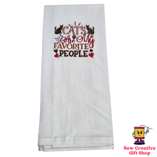 Cats are my favorite people Embroidered Towel